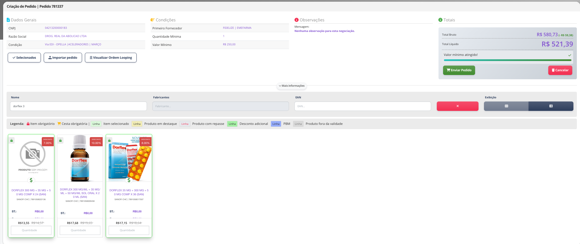 Interface do Marketplace